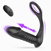Load image into Gallery viewer, Moore - 10 Thrilling Vibration 3 Thrusting Silicone Remote Control Cock Ring Anal Vibrator
