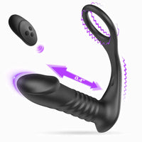 Load image into Gallery viewer, Moore - 10 Thrilling Vibration 3 Thrusting Silicone Remote Control Cock Ring Anal Vibrator
