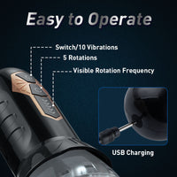 Load image into Gallery viewer, TORNADO-5 Rotating £¦10 Vibrating Transparent sleeve Oral Sex Cup
