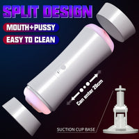 Cargar imagen en el visor de la galería, Hand Free Male Masturbator Cup Vaginal Oral Sex Dual Channel Vibrating Masturbation Pocket Pussy Mouth Blowjob Sex Toys for Men
