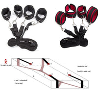 Laad afbeelding in galerijviewer, Tied Bed Bondage Hand Cuffs &amp; Ankle Cuffs For Couples Sexy Game
