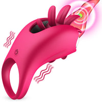Load image into Gallery viewer, Rotation Oral Tongue Licking Penis Vibrating Ring G-spot Massager
