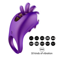 Load image into Gallery viewer, Rotation Oral Tongue Licking Penis Vibrating Ring G-spot Massager
