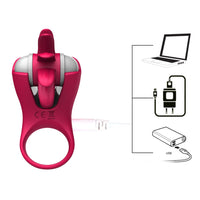 Load image into Gallery viewer, Rotation Oral Tongue Licking Penis Vibrating Ring G-spot Massager
