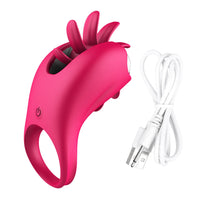 Load image into Gallery viewer, Rotation Oral Tongue Licking Penis Vibrating Ring G-spot Massager
