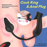 Laad afbeelding in galerijviewer, 9 Modes Vibrating Cock Ring &amp; Anul Plug Massager
