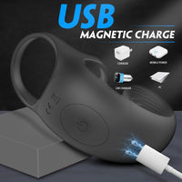 Bild in Galerie-Viewer laden, 9-Modus vibrierender Penismassagerring Dildovibrator
