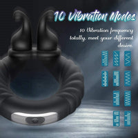 Cargar imagen en el visor de la galería, Vibrating Dual Penis Ring Dildo Vibrator Stretchy Adjustable Cock Ring
