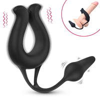 Laad afbeelding in galerijviewer, 9 Modes Vibrating Cock Ring &amp; Anul Plug Massager
